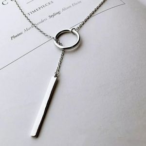 NEW 925 STERLING SILVER PLATED LONG BAR NECKLACE